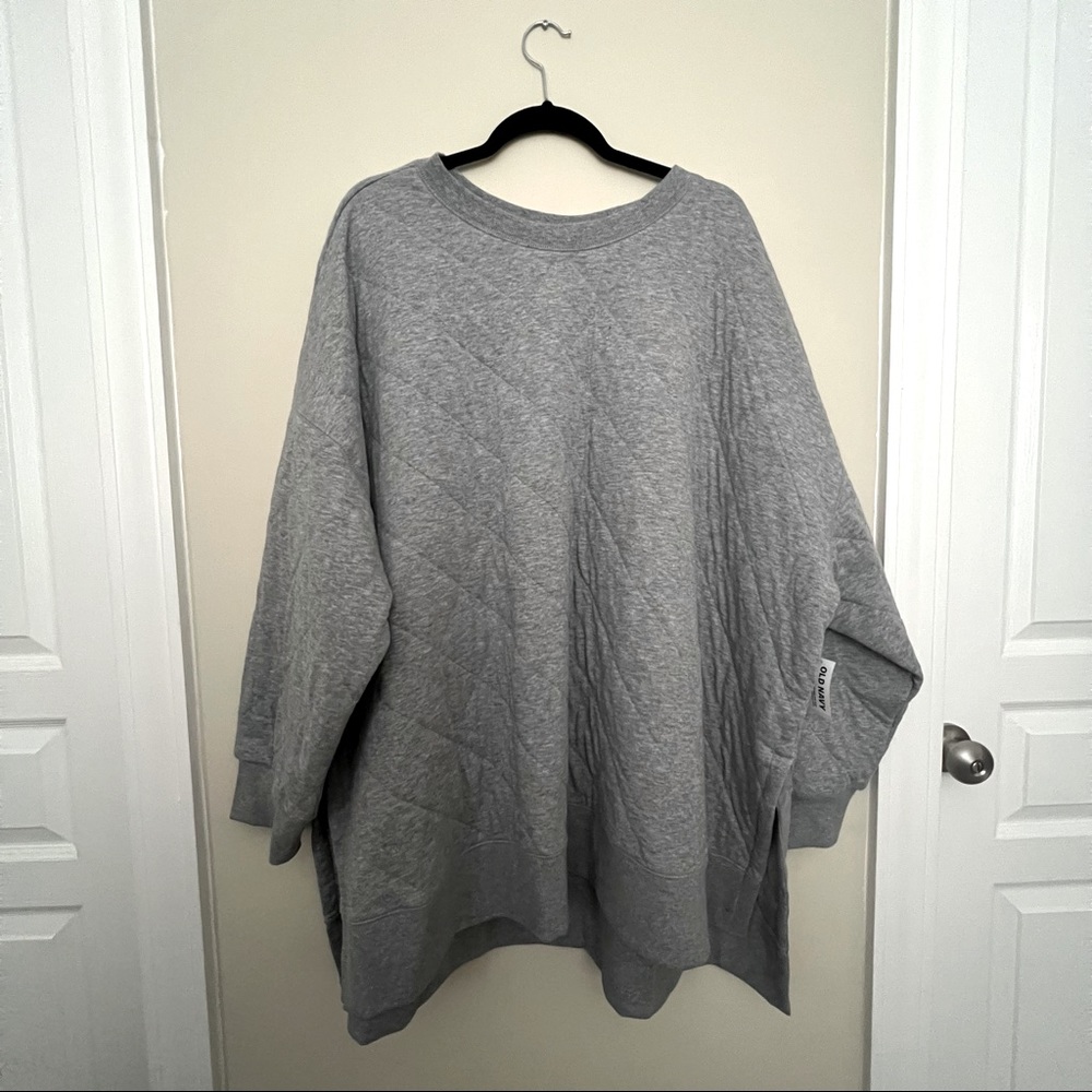 NWT Old Navy - L/S Quilted Tunic Sweatshirt (Heather Gray - 4x)
